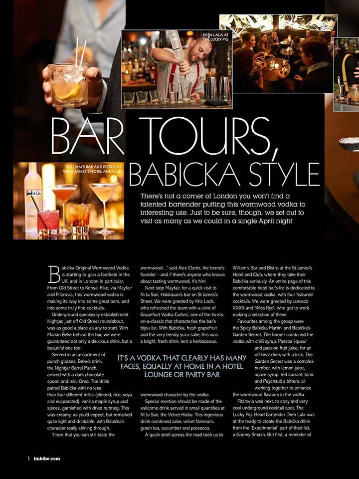 Babicka Vodka, Imbibe Bar Tours, Babicka Vodka Style